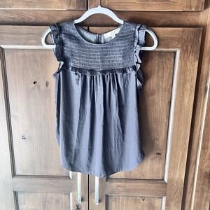 LOFT Petite-Grey Baby Doll Style Sleeveless Blouse Size SP